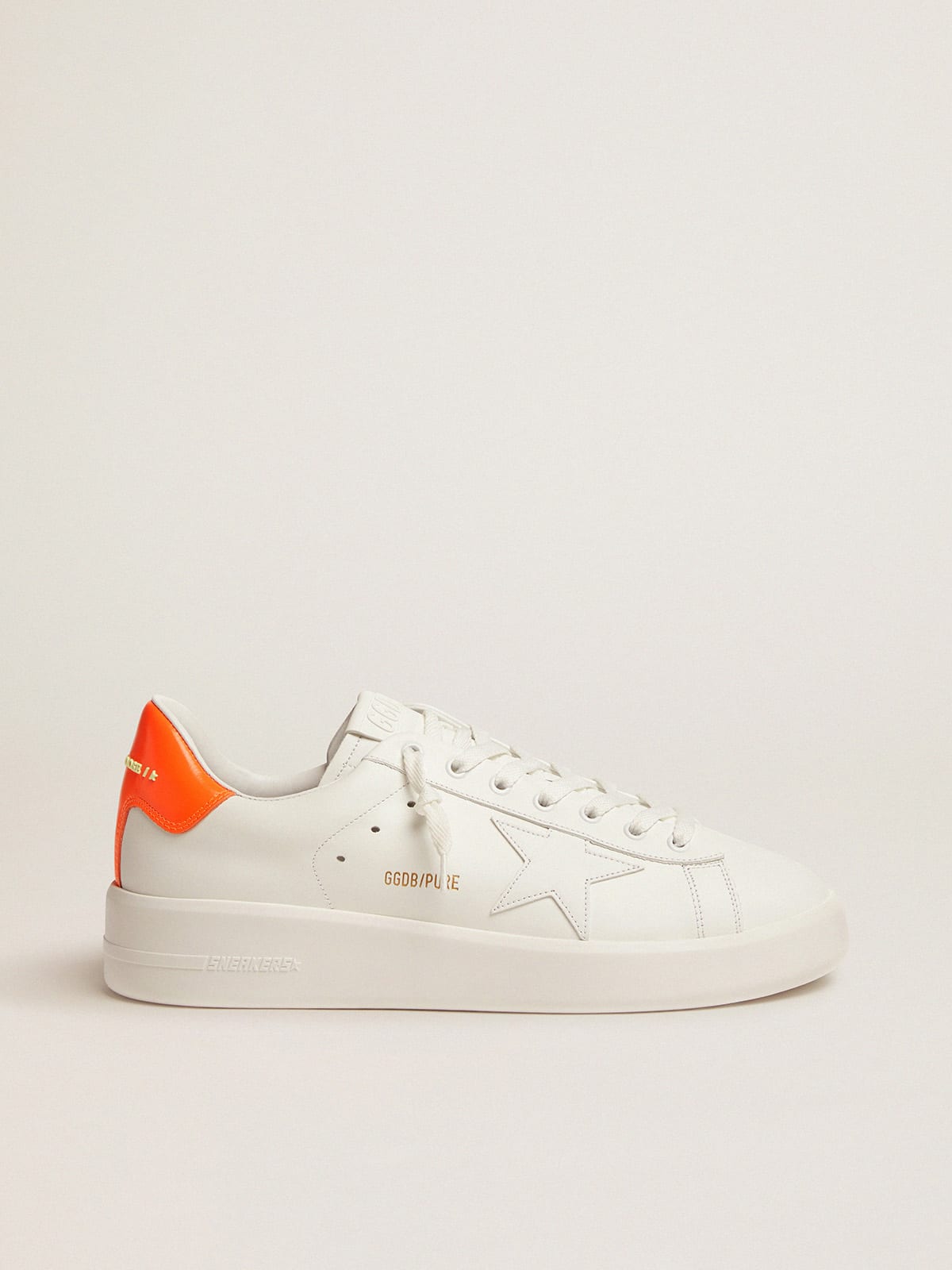 Golden Goose - Sneakers Purestar blanches avec contrefort orange fluo in 